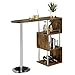 IDIMEX Table Haute de Bar VIGANDO Mange-Debout comptoir avec 3 étagères Dont 1 avec Porte-Bouteilles, Structure en métal chromé et Plateau en MDF décor chêne Sauvage foncé