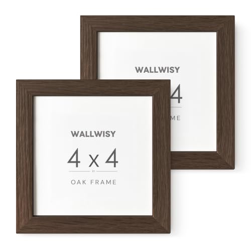 wallwisy 4x4 Picture Frame, Solid Oak Wood 4x4 Photo Frames