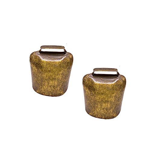 VICASKY Campana Per Bovini e Pecore Spessa in Ferro, Set 2 Pezzi Bronzo Medio 37g, Accessori Per Animali Da Allevamento Suono Nitido Per Allarme e Tracciamento Animali