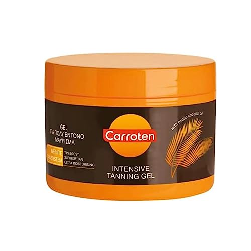 Carroten Intensive Tanning Gel 150 ml - Tan Accelerator with Coconut Oil and Vitamin A & E - Sunbed Tanning Accelerator - Sunscreen without SPF