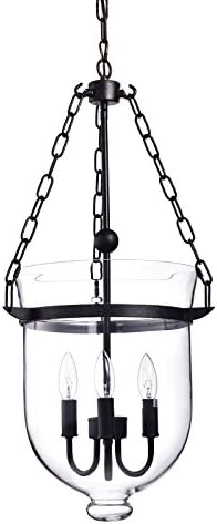 Edvivi 3-Light Antique Bronze Pendant Light with Glass Bell Shade, Traditional Light Fixture for Foyer, Dining Room, Kitchen, and Living Room