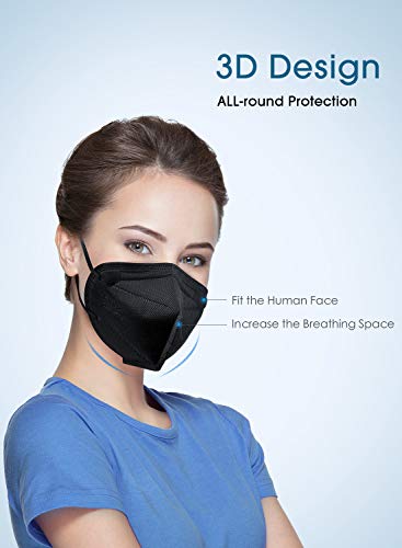 KN95 Face Mask 25 Pack, Included on FDA EUA List, Filter Efficiency≥95%, 5-Ply Black KN95 Masks Protection Against PM2.5, Fire Smoke, Dust Cup Dust Mask Black - Thumbnail 5