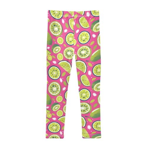 Green Kiwi Lime Pink Little Girls Legging Comfortable High Waisted Activewear Exercise2