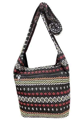 Image of Small Aztec Messenger Bag - Handmade Woven Hippie Hobo Shoulder Handbag - Ikat Tribal Sling Purse for Women