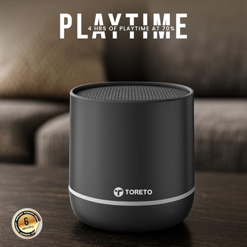 Image of Toreto Wave Mini 8W Portable Bluetooth Speaker with Selfie Remote | RGB Lights, TWS, USB TF Support, Type-C Charging, Carry Lanyard, 4 Hrs Playtime