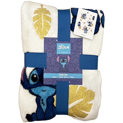 Primark Home - Manta Lilo y Stitch de Forro Polar Supersuave Blanco con Licencia Oficial Disney -...