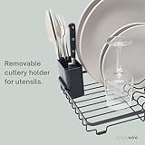 simplywire – Compact Dish Drainer – Plate Drying Rack with Cutlery Basket – Small - Black Powder Coated Steel - Image 8