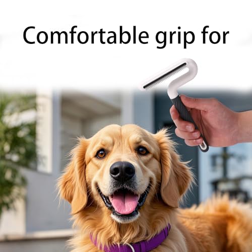 Image of Pet Hair Remover Comb, Pet Shedding Brush with Long & Short Steel Teeth Dog and Cat Grooming Brush for Short or Long Hair Removal Dogs Cats Cleaning Loose & Knots Fur Grooming Supplies