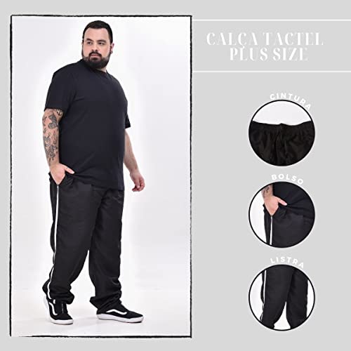 Calça Tactel Plus Size Esportiva Masculina com Cós Elástico (G3, Preto)