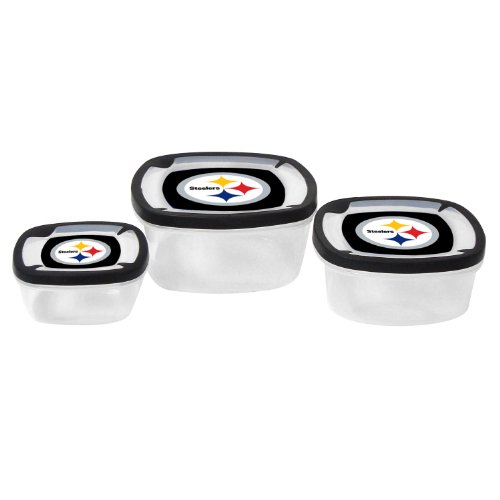 NFL Pittsburgh Steelers Nesting Square Containers, 7.2-Cup; 3.5-Cup; 2.1-Cup, 3-Piece