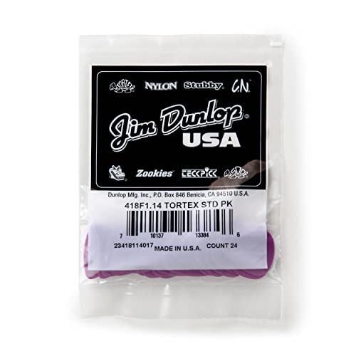 Jim Dunlop Tortex Standard 1.14Mm Purple Guitar Pick, 24 Pack #TOP5