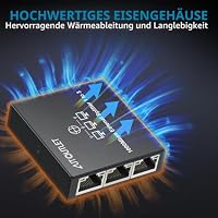 AUTOUTLET LAN Splitter 1 auf 3, Plug & Play, 1000Mbps Ethernet Splitter 3 Port mit 0,5M Ethernet Kabel, 1M Typ C-Kabel & LED-Indikator, Metall Gehäuse,Gigabit LAN Switch für Computer Hub Router TV usw – Ansicht 3