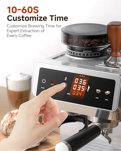 AMZCHEF Espresso Machine With Grinder, Temp Control, 44 Grind Settings — view 6