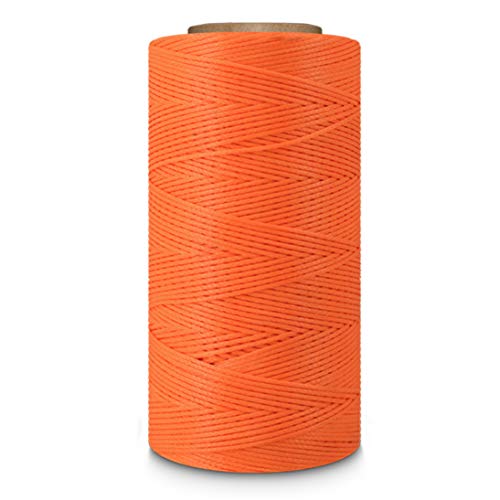 Leather Sewing Thread Stitching String - DIY Craft Flat Waxed Cord 284 Yards (Orange)