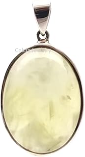 Pure 925 Sterling Silver Pendant For Men Women, Genuine Prehnite Cabochon Oval Green Gemstone Unique Handcrafted Pendant For Her Him
