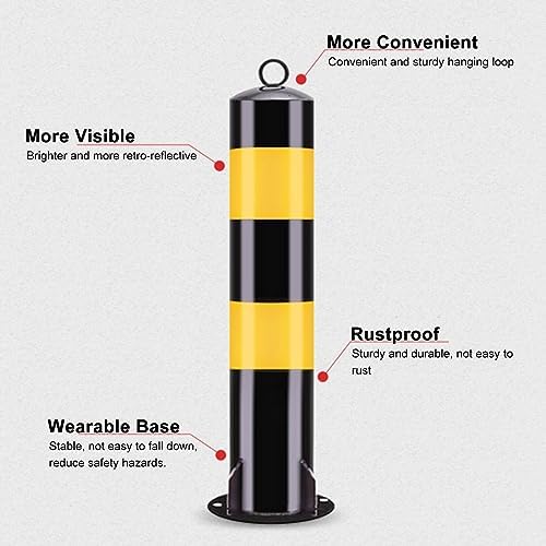 Safety Bollards Parking Lot Barrier, Heavy Duty Steel Traffic Post with Reflective Tape, Driveway Guard for Car Protection, 2 Pack 21.7in image 4