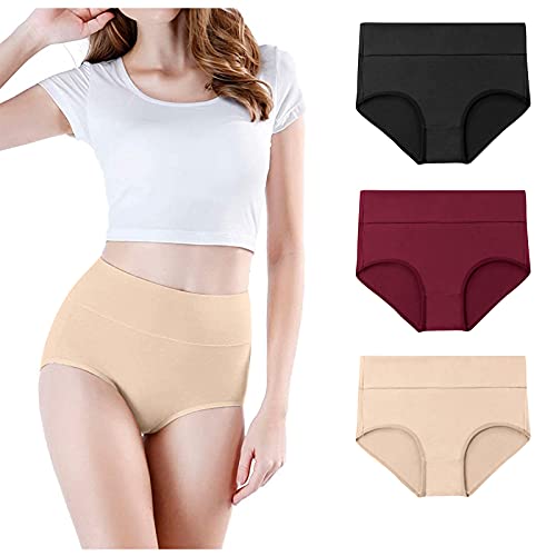 Lot de 3 Culottes en Coton pour Femme Taille Haute pour Femme Stretch Coton Doux et Confortable Respirante et étanches Culottes Classiques pour Femme Tentation Slips Caleçon (Multicolor-1, XXXXL) Cover
