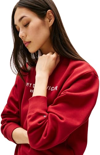 Tommy Hilfiger Damen Sweatshirt ohne Kapuze, Rot (Regatta Red), XXS – Ansicht 3