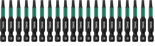 UBESTHS Torx Bit T20, Schraubendreher Bits Set 10 Stück, 1/4" Sechskantschaft, 50mm Länge mit Box (Packung mit 2)