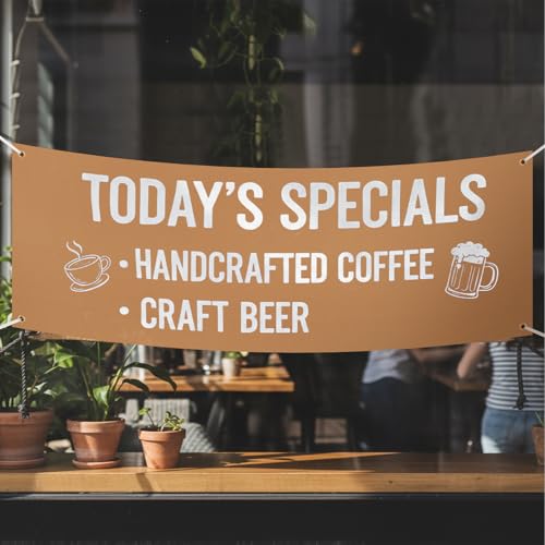 Image of Zonon Large Blank Banners And Signs Polyester Oxford Cloth Sublimation Banner To Decorate With Hanging Rope For Indoor Wall Outdoor Easy Hanging Diy Signs For Business Office (Brown,2 x 6 Feet)