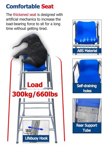 Silla de Socorrista para Piscinas Exterior con Soporte 660lbs miniatura 5