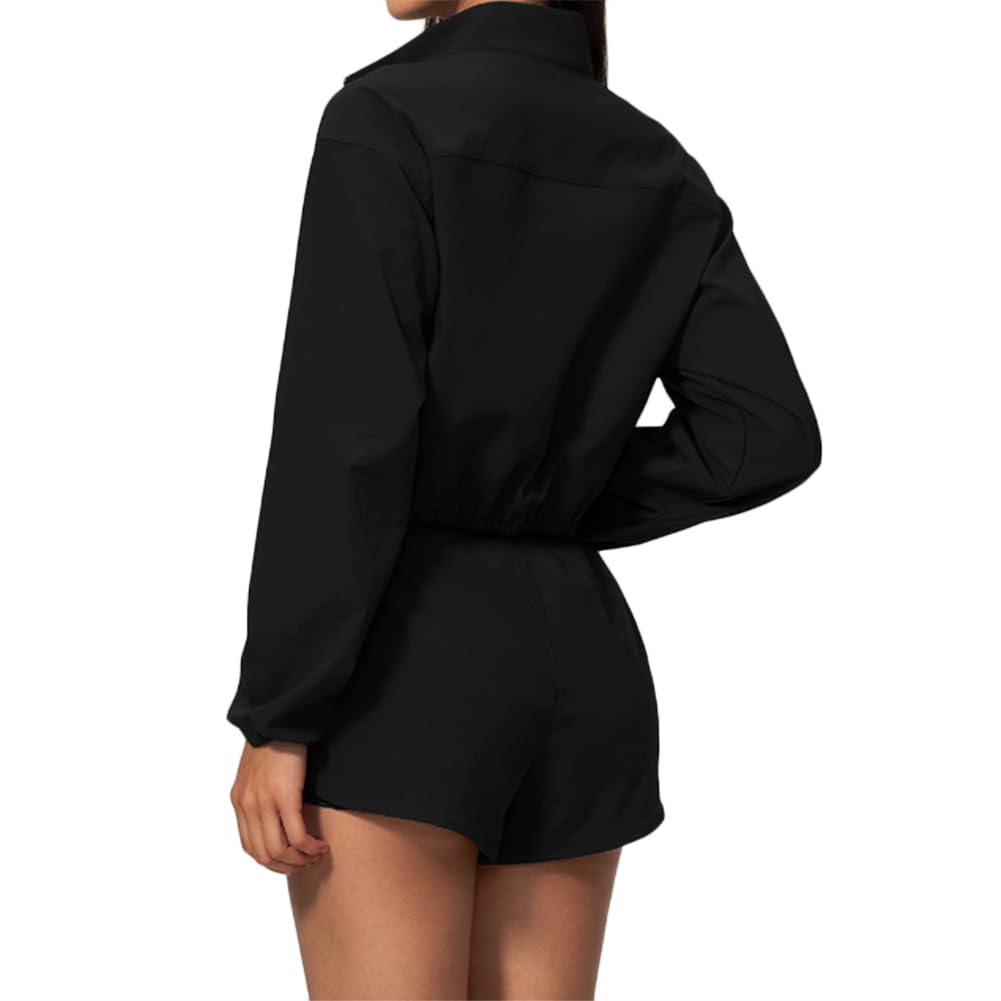 Abbigliamento sportivo asciugatura rapida completo elastico e traspirante | Giacca corta collo alto con zip protettiva dal sole abbinata a shorts 2-in-1 completo allenamento due pezzi leggero