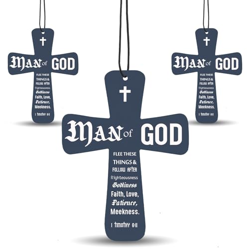 Image of Fumete 24 Pcs Christian Gifts for Men Man of God Cross Car Air Fresheners Bulk Inspirational Religious Scripture Scented Hanging Ornaments for Pastor Church Clergy Sunday School
