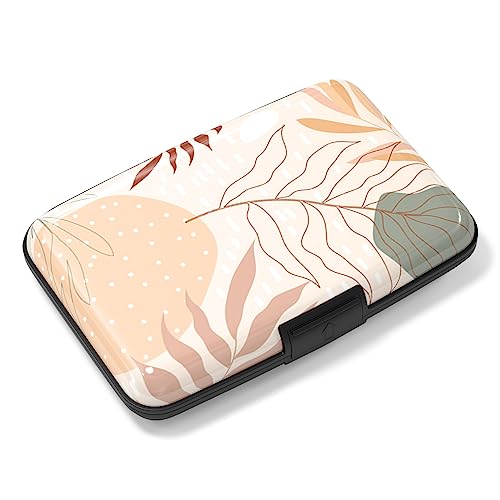 Image of Rimilak Aluminuml Credit Card Holder, Mini Credit Card Wallet RFID Blocking Slim Metal Hard Case for Women Men, Yellow Leaves