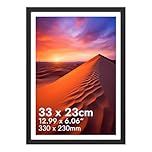 HNK Black Photo Frames 13x9 Inches Engineered Wood and Plexiglass, C4 Photo Frame 33x23cm Dual Orientation Landscape or Portrait, Picture Frame 330×230mm Wall Hanging Display Photos, Poster