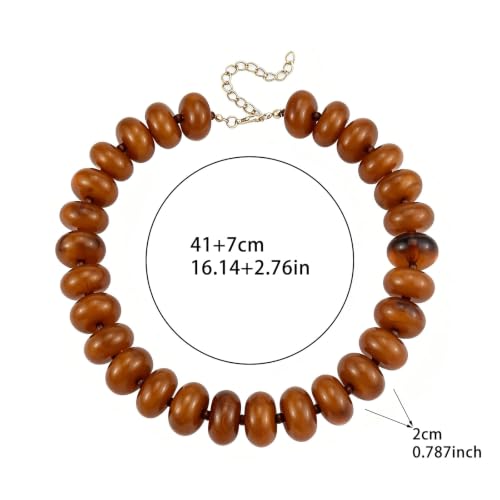 CSIYANJRY99 Brown Chunky Beaded Necklace for Women, Large Colorful Resin Beads Statement Necklace, Boho Summer Beach Vacation Jewelry Gifts — view 6