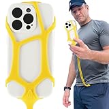 Pulpo Safety Cell Phone Lanyard Yellow Fits Smartphones 6.1' to 6.8” - Anti Theft Phone Strap for Men & Women, Lanyards for Phones, Hiking Phone Holder & Cellphone Lanyard,Silicone Crossbody Straps