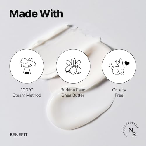 Nature Republic Shea Butter Steam Cream (Fresh) | Daily Face Moisturizer, Non-Greasy Hydrating Gel Texture, Skin Barrier Care, Korean Skin Care, 3.38 fl oz