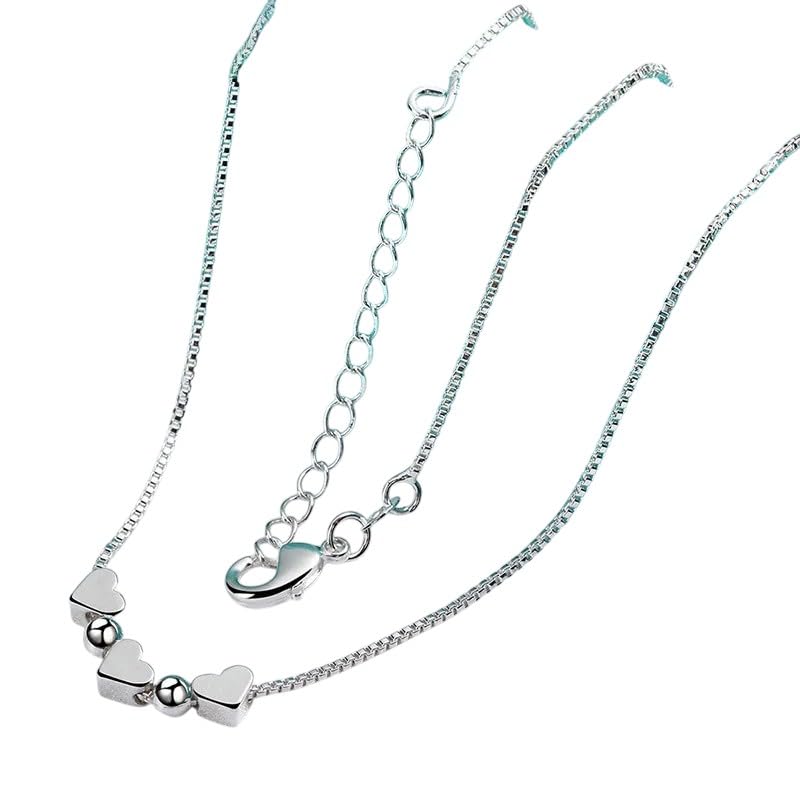 Collier anti allergie argent 925 véritable avec chaîne maille serpent cœur