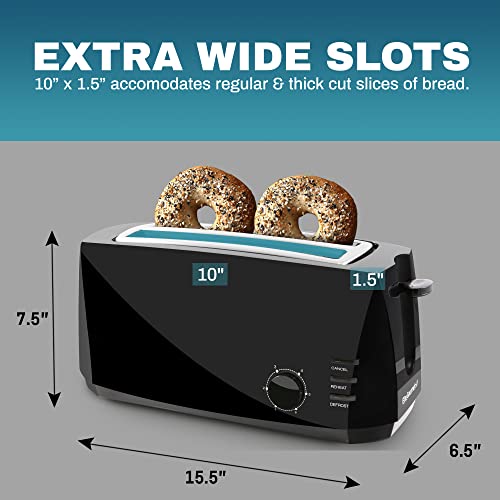 Elite Gourmet ECT4829B# Long Slot 4 Slice Toaster, Reheat 6 Toast Settings, Defrost, Cancel Functions, Built-in Warming Rack, Extra Wide Slots for Bagels Waffles, Black by Elite Gourmet - Image 6