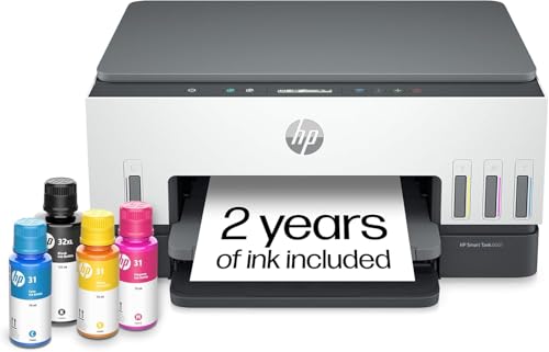 HP Smart Tank 6005 All-in-One Wireless Colour Printer, Print/Scan/Copy, Up to 12ppm (Black), 7ppm (Colour), Auto Duplex, Mobile Printing, USB, Wi-Fi/Bluetooth, Works with PC, Laptops & Mobile, 2H1W1A