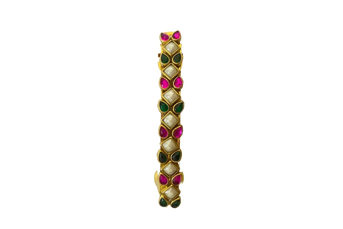 Center Hair Clips Hair Accessories for girls kids women With Kundan Stone House of Parambariyum - Center Hair Clips (Pack of 1) Pink & Green (B0CTW33WTF) Amazon Price History, Amazon Price Tracker
