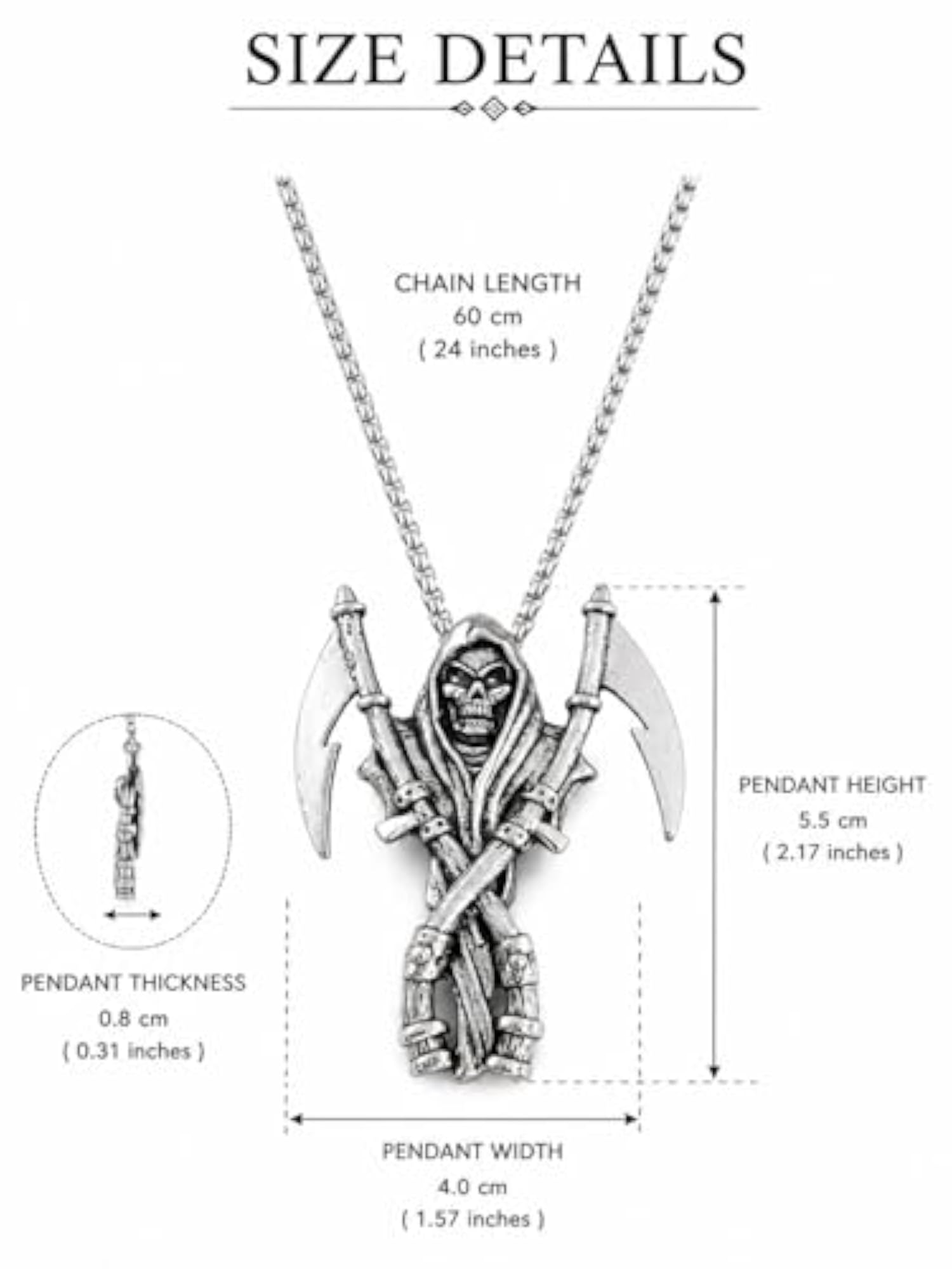 Dragon Wrap Pendant Necklace, Black and Silver Gothic Style