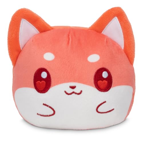 TeeTurtle Shiba Inu Valentine's Day Present Reversible Plushie - 4-Inch Two-Sided Flip Plush Toy with Embroidered Details - Cute Mini Collectible Plush for Kids, Teens, and Adults