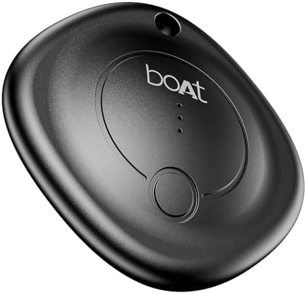 boAt Tag Bluetooth Item Finder for Android Devices, Google Find Hub App Support, 80dB Alarm, Additional Battery, 1 Year Battery (Black)