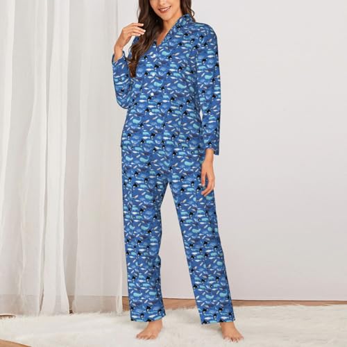 Pyjama baleine femme ensemble manches longues finitions premium - 2
