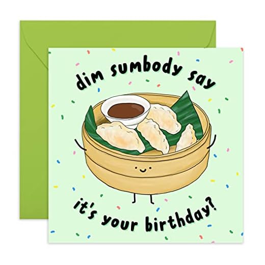 Tarjeta de cumpleaños divertida de Central 23 con texto en inglés «Dim Sumbody Say Birthday» – Tarjeta de felicitación de cumpleaños para hombres, mujeres, esposa y marido