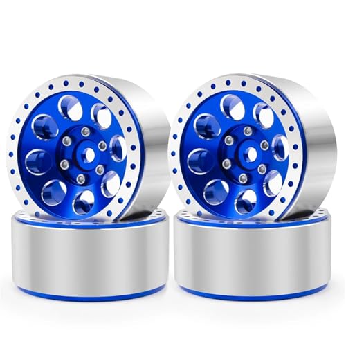 For TRX4M For Axial For SCX24 For FMS For FCX24 1/18 1/24 1.3 �C���`�r�[�h���b�N�z�C�[�������n�u 4 �� CNC �A���~ RC �N���[���[�� RC�p�[�c(No.6-Blue)