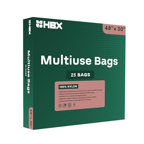 HBX Multiuse Storage Bin Liners – Food Grade Nylon Storage Bags – BPA-Free, Odor Sealing, Freezer/Oven/Microwave Safe – Post-Harvest & Commercial Use (48 in. x 30 in., 25, Count)