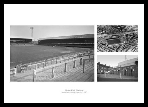 Home Of Legends White Framed Roker Park Stadium - Sunderland Afc Historic Photo Montage Memorabilia