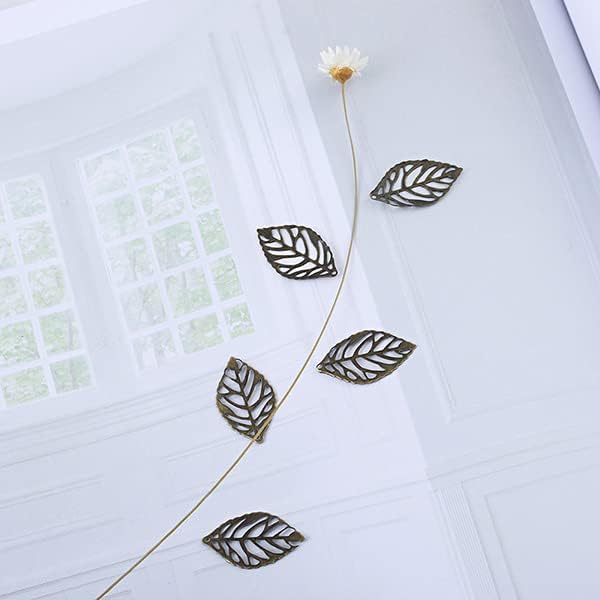 AKOAK 50 Pcs Hollow Leaf Metal Flower Pieces, Pendant Jewelry Making Leaf Connector DIY Handicraft Decoration - Image 3