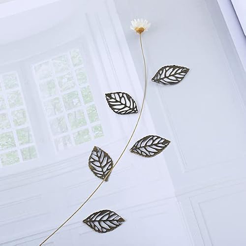 Akoak 50 Pcs Hollow Leaf Metal Flower Pieces, Pendant Jewelry Making Leaf Connector Diy Handicraft Decoration (Bronze) #TOP26