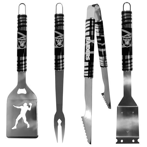 Siskiyou NFL Las Vegas Raiders 4 pc Steel Grill Tool Set, One Size, Team Colors