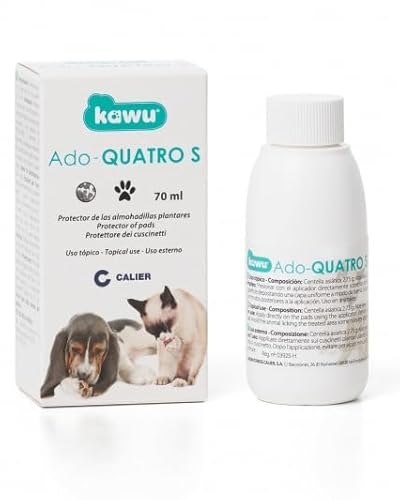 Calier - Ado quatro S - Protetor de almofadas para cães e gatos - A base de centella asiática e aloé vera - ajuda a prevenir a irritação e rachamento, 70 ml com aplicador