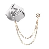 Fashion Bridegroom Wedding Brooches Rose Brooch Pin for Men Grey Flower Lapel Pin Tassel Chain Brooch Suit Flower Pins for Men Wedding Prom Rose Flower Lapel Pin Suit Accessories