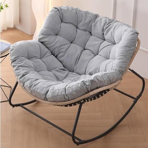 Chaise à bascule d'extérieur avec coussin pour jardin et terrasse